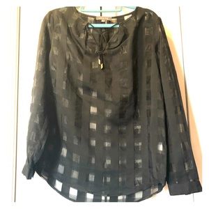 Black plaid sheer blouse